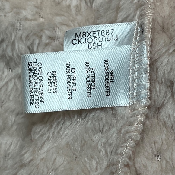 Calvin Klein Blush Pink Full Zip Fuzzy Sherpa Teddy Jacket No Sz Tag/Size Large? - Picture 6 of 11